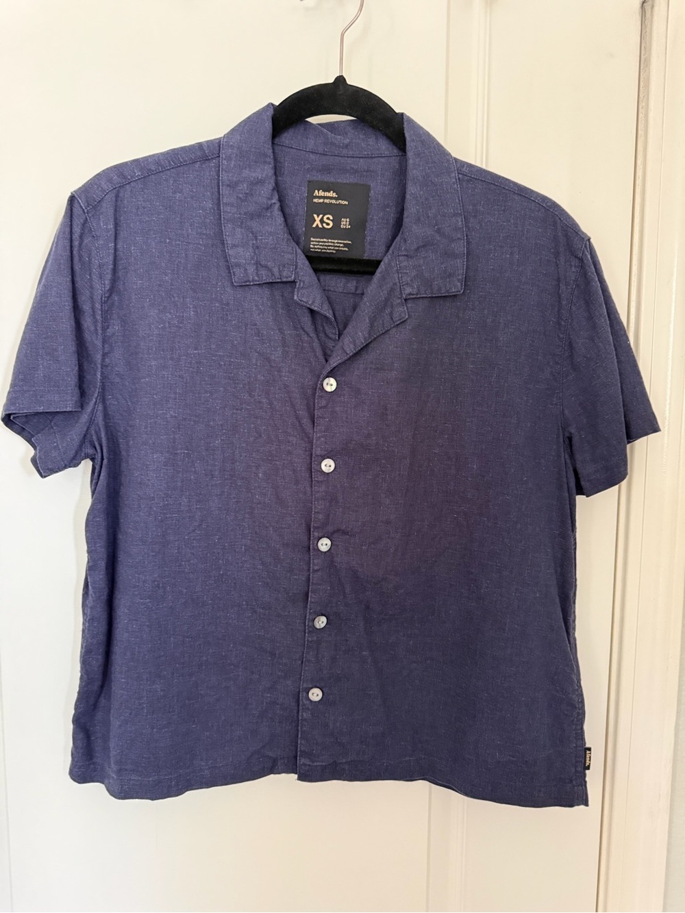 Afends Men's Short-Sleeve Button-Down Shirt in Navy Blue